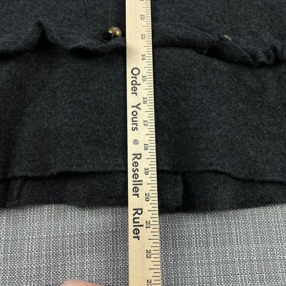 Ann Taylor Loft‎ Jacket XL Grey Wool Military Coat Ruffled Brass Buttons Sweater - Picture 9 of 10